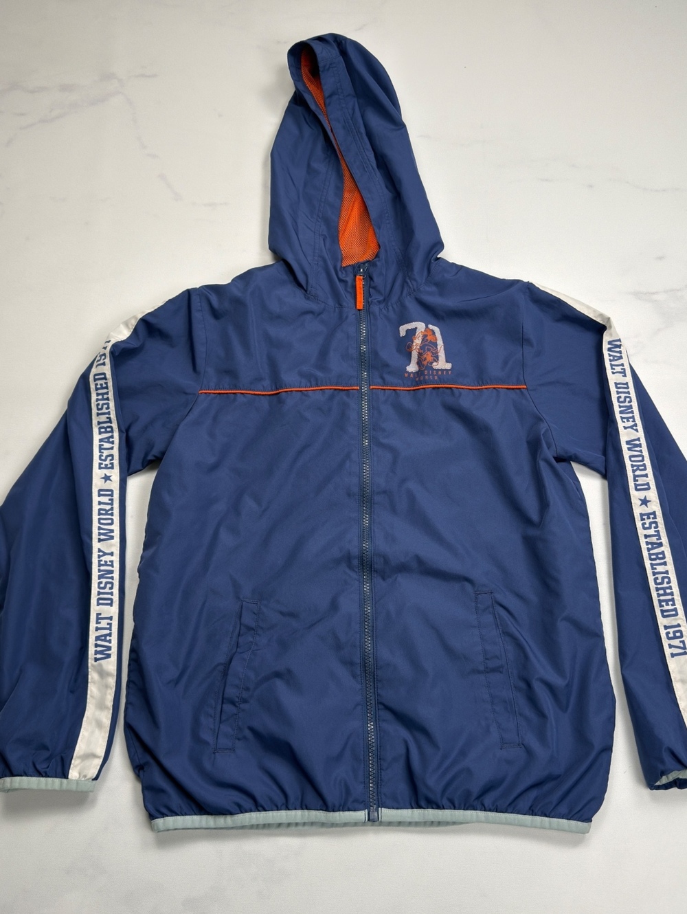Disney Parks Hooded Windbreaker Jacket Blue Orange Zip-Up - Boys XL